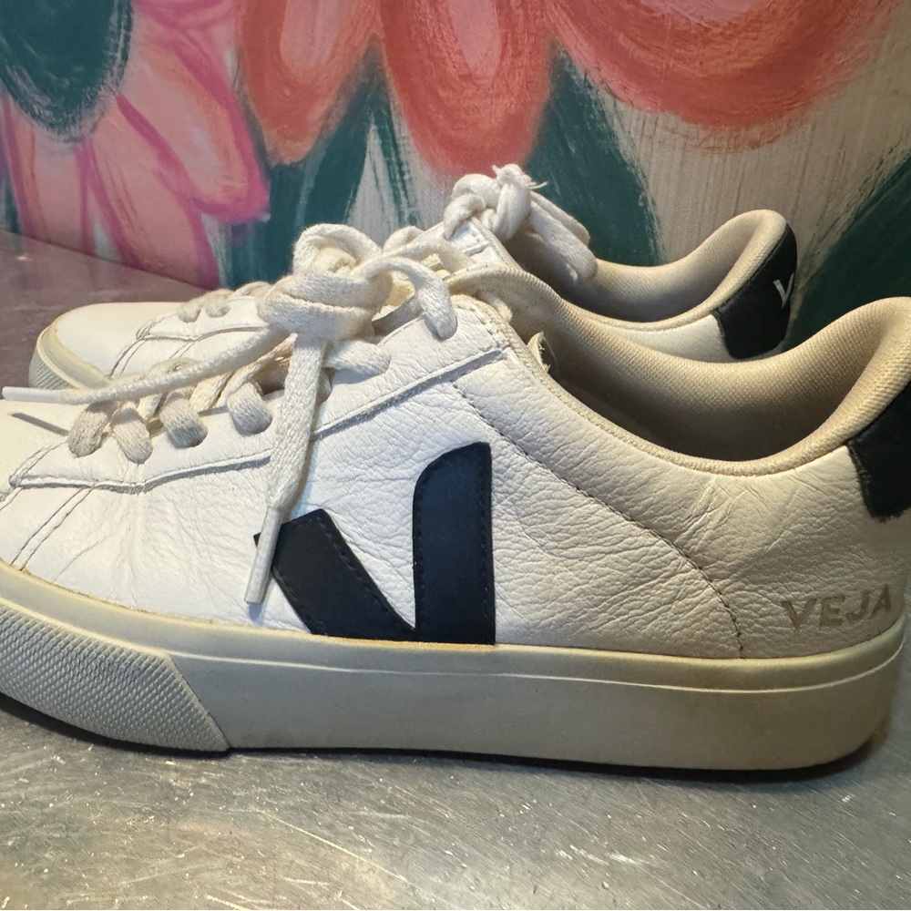 Veja White and Black Casual Sneakers - Picture 2 of 3